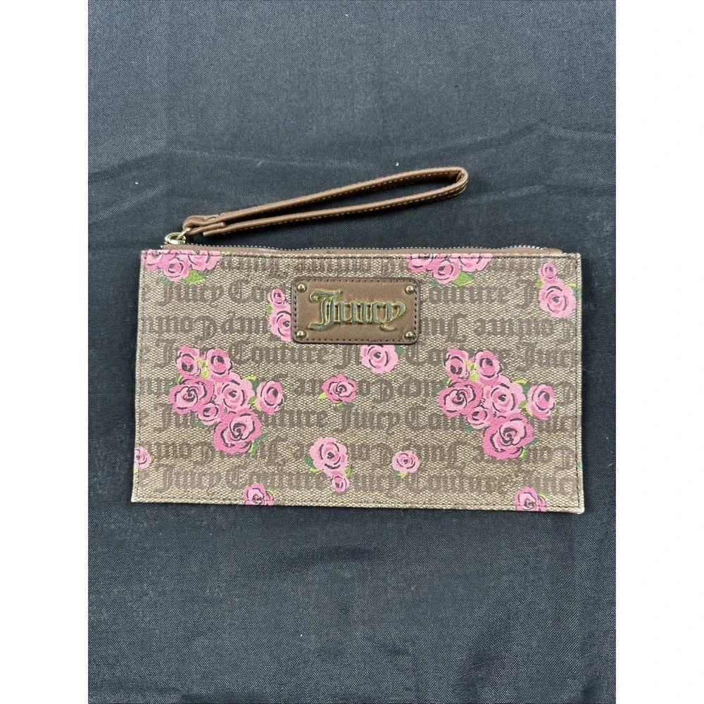 Juicy Couture Gothic Pink Bloom Brown Furget Me Not Wristlet